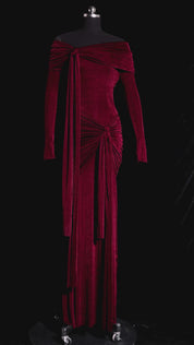 Jillian Off Shoulder Ruched Red Dress